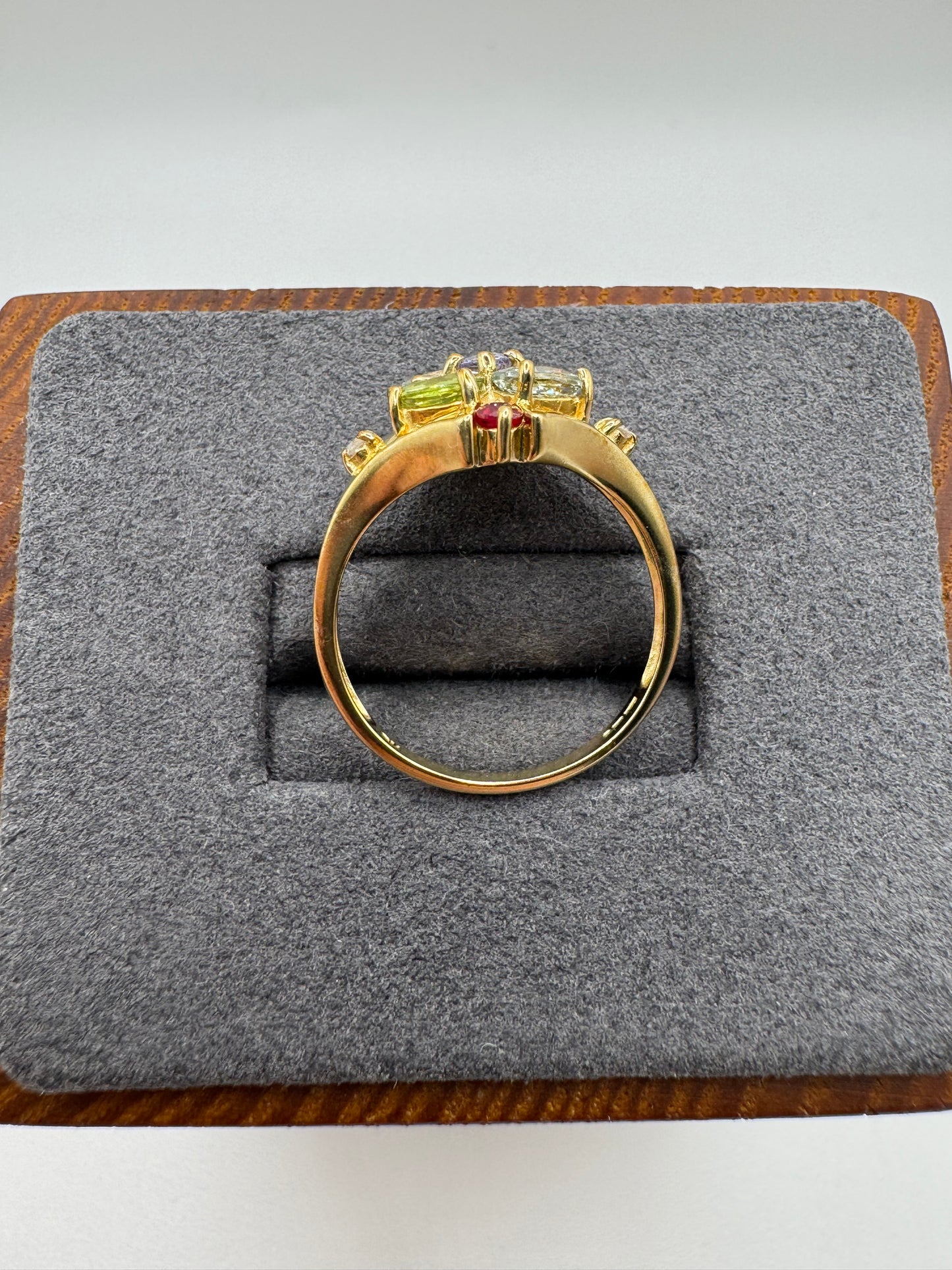 9ct gold multi-gem and diamond ring