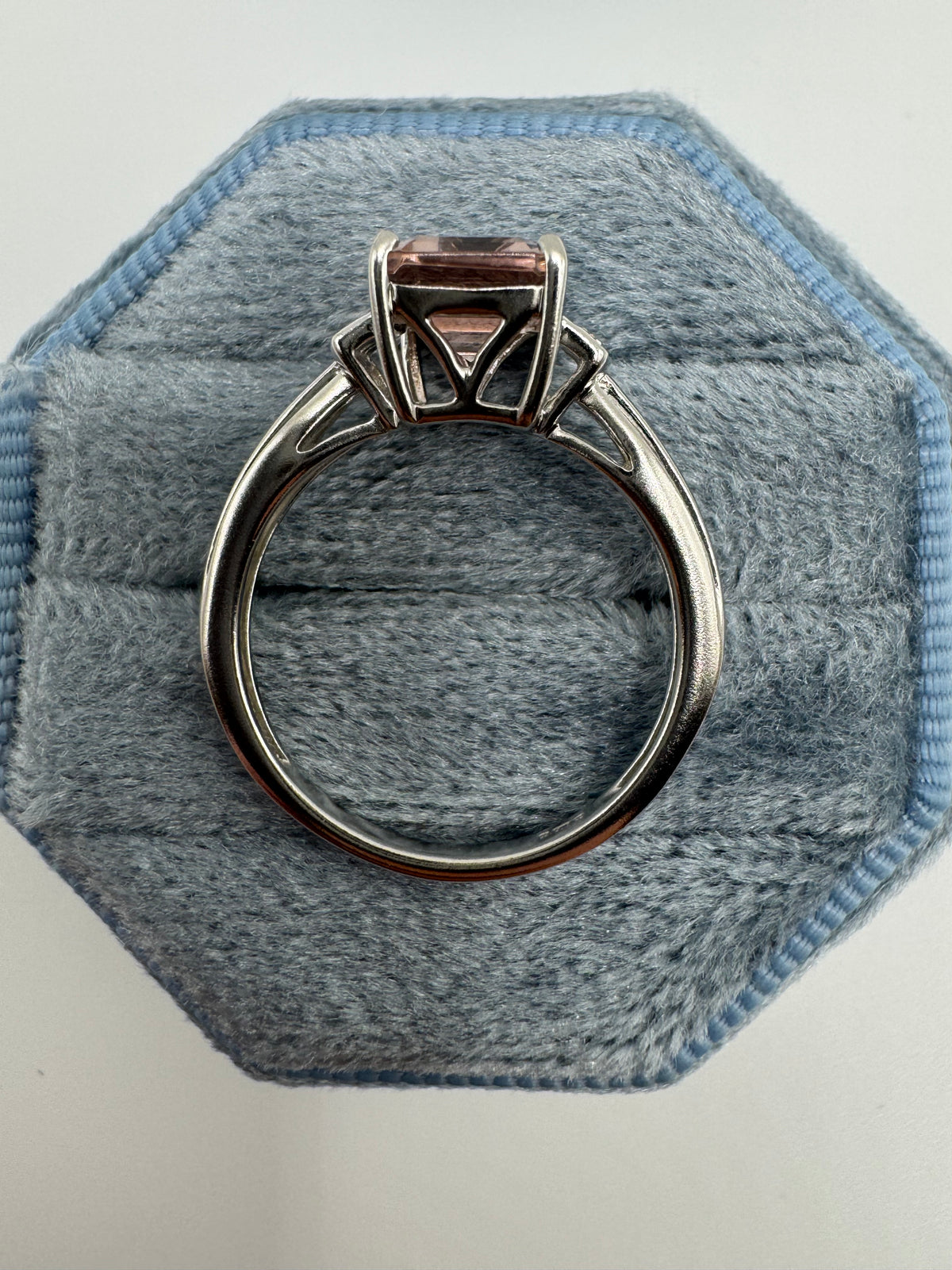 9ct white gold morganite and diamond ring