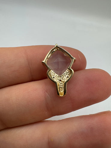 9ct gold quartz and diamond pendant