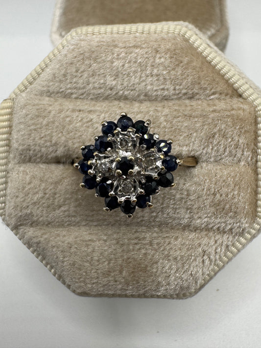 9ct gold sapphire and diamond ring