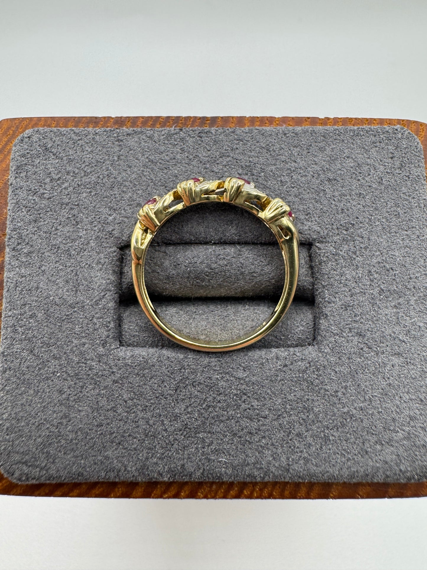 9ct gold ruby and diamond ring