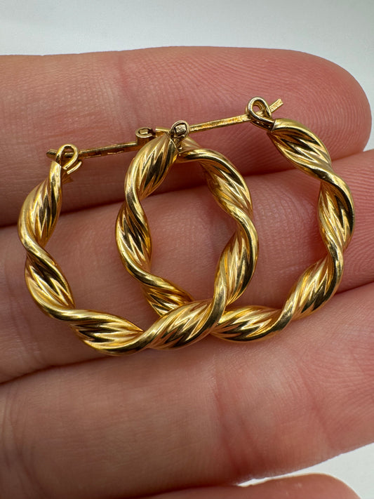 9ct gold twisted creole earrings