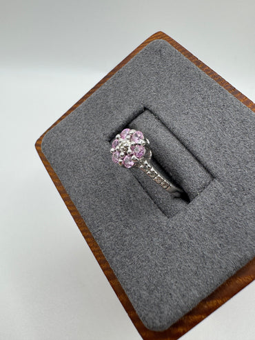 9ct white gold pink sapphire and diamond ring