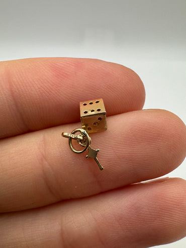 9ct gold dice and key charm