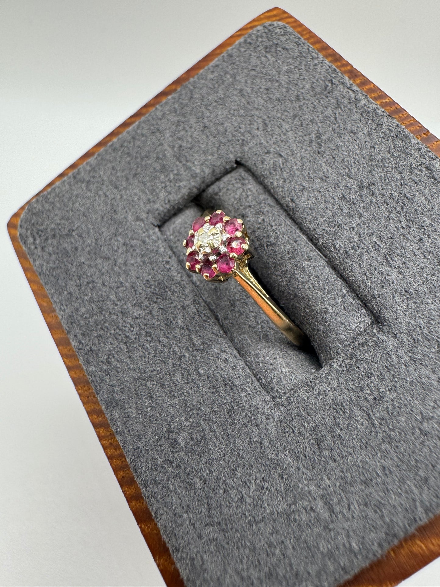 9ct gold ruby and diamond ring