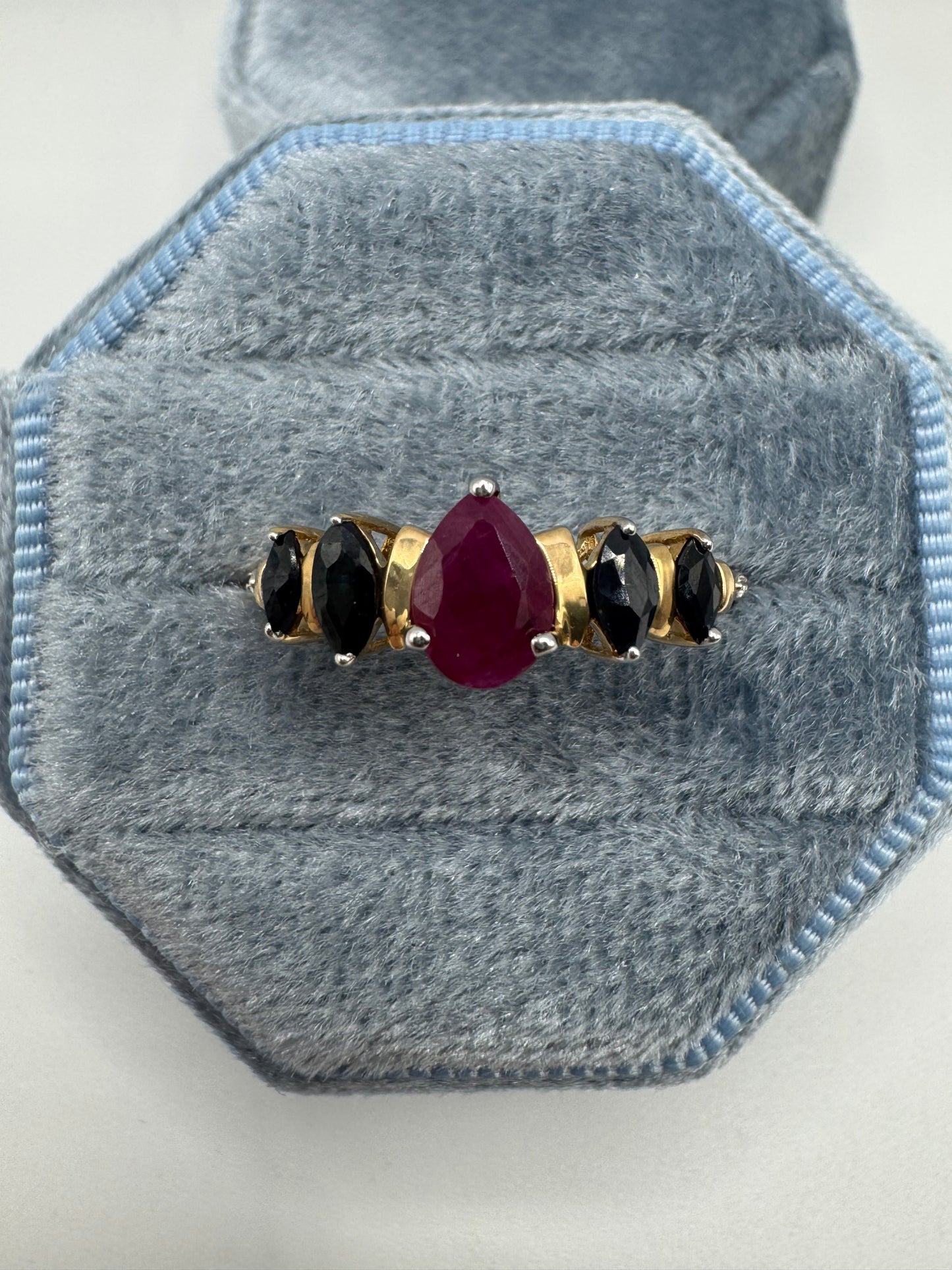 9ct gold ruby and sapphire ring