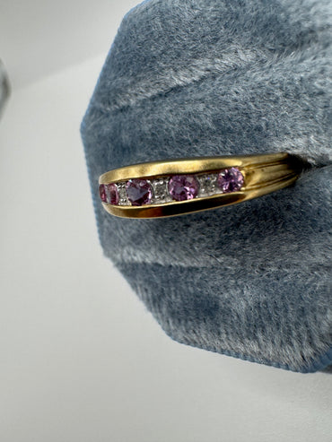 9ct gold pink sapphire and diamond ring
