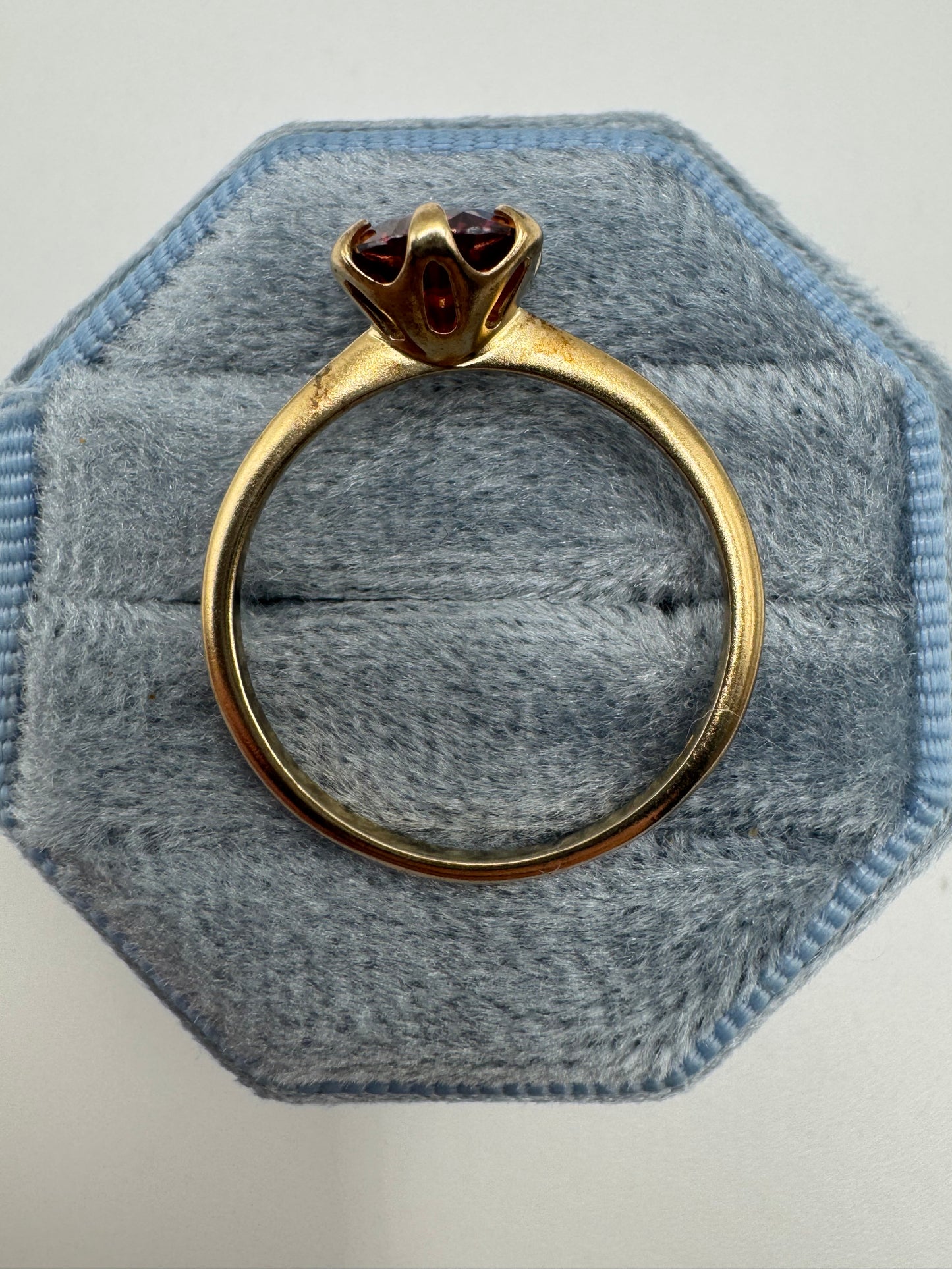 9ct gold red diamond solitaire ring