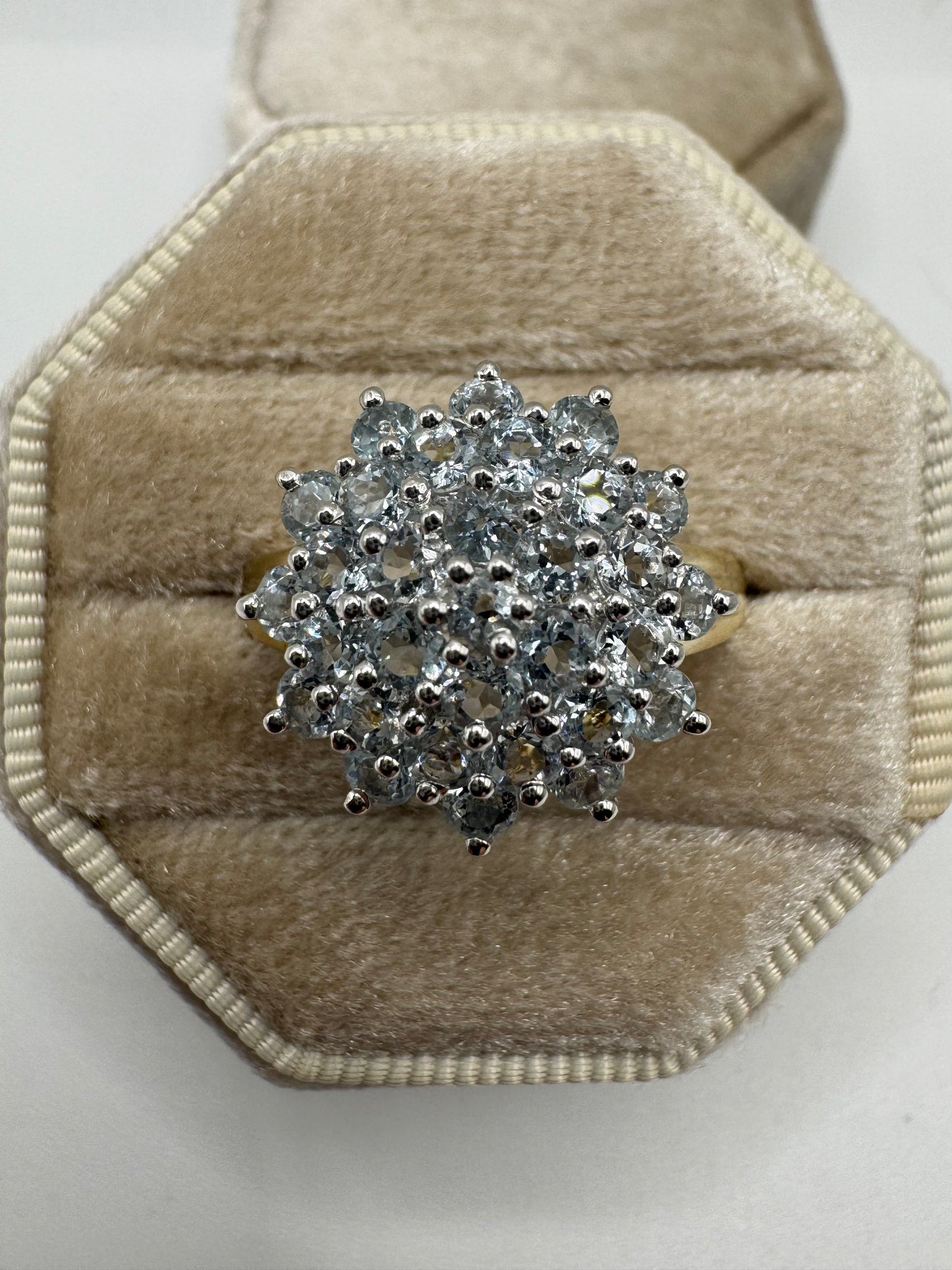 9ct gold aquamarine cluster ring