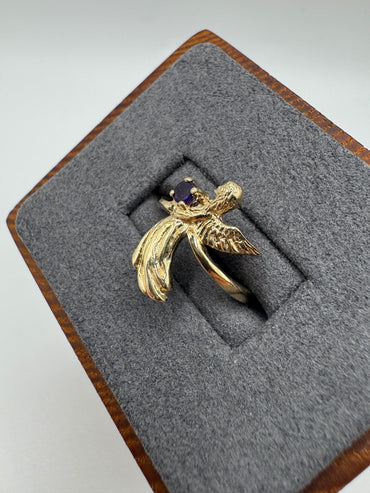 9ct gold amethyst angel ring
