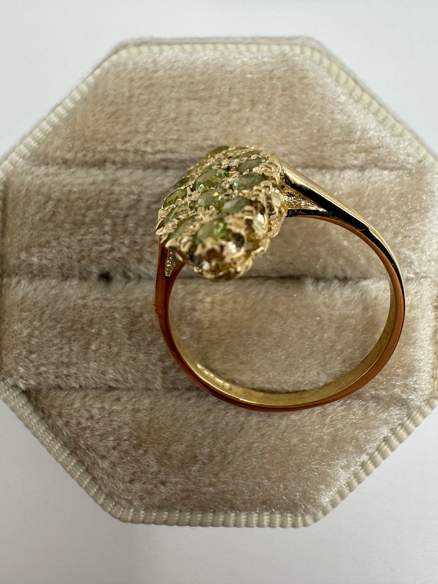 9ct gold peridot navette ring