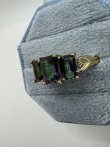 9ct gold mystic topaz ring