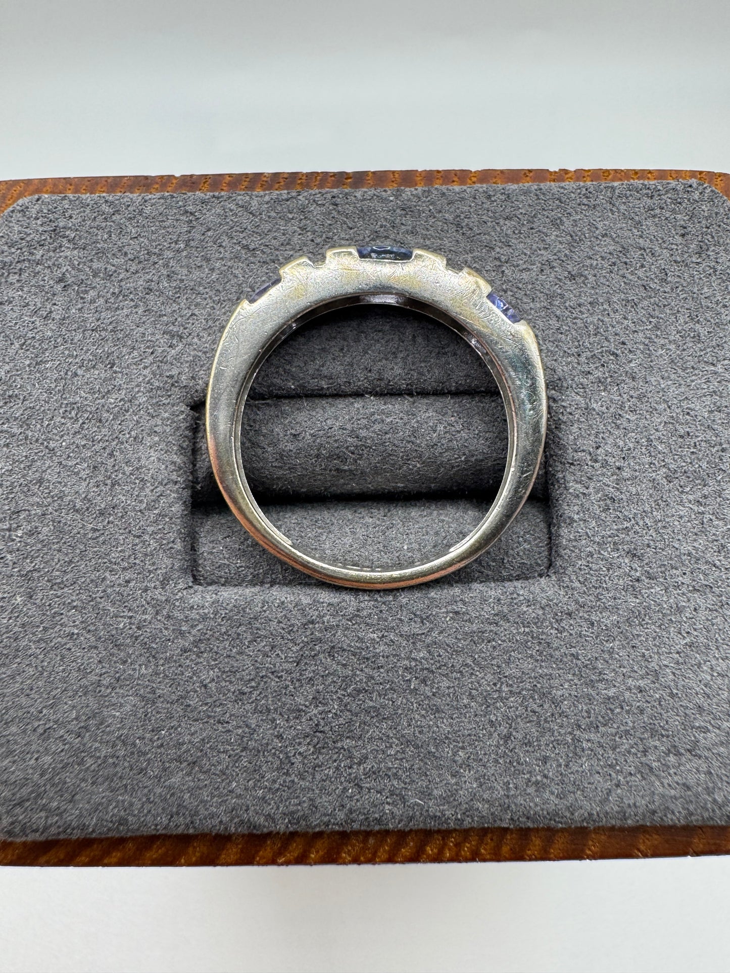 9ct white gold tanzanite and diamond  ring