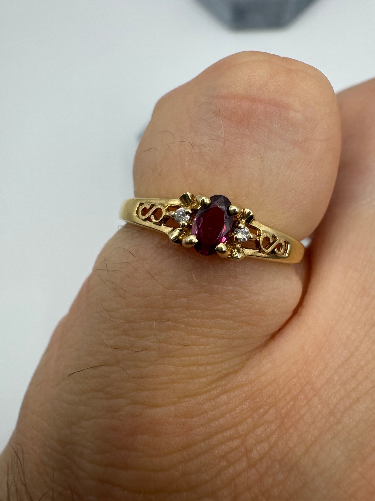 9ct gold ruby and diamond ring