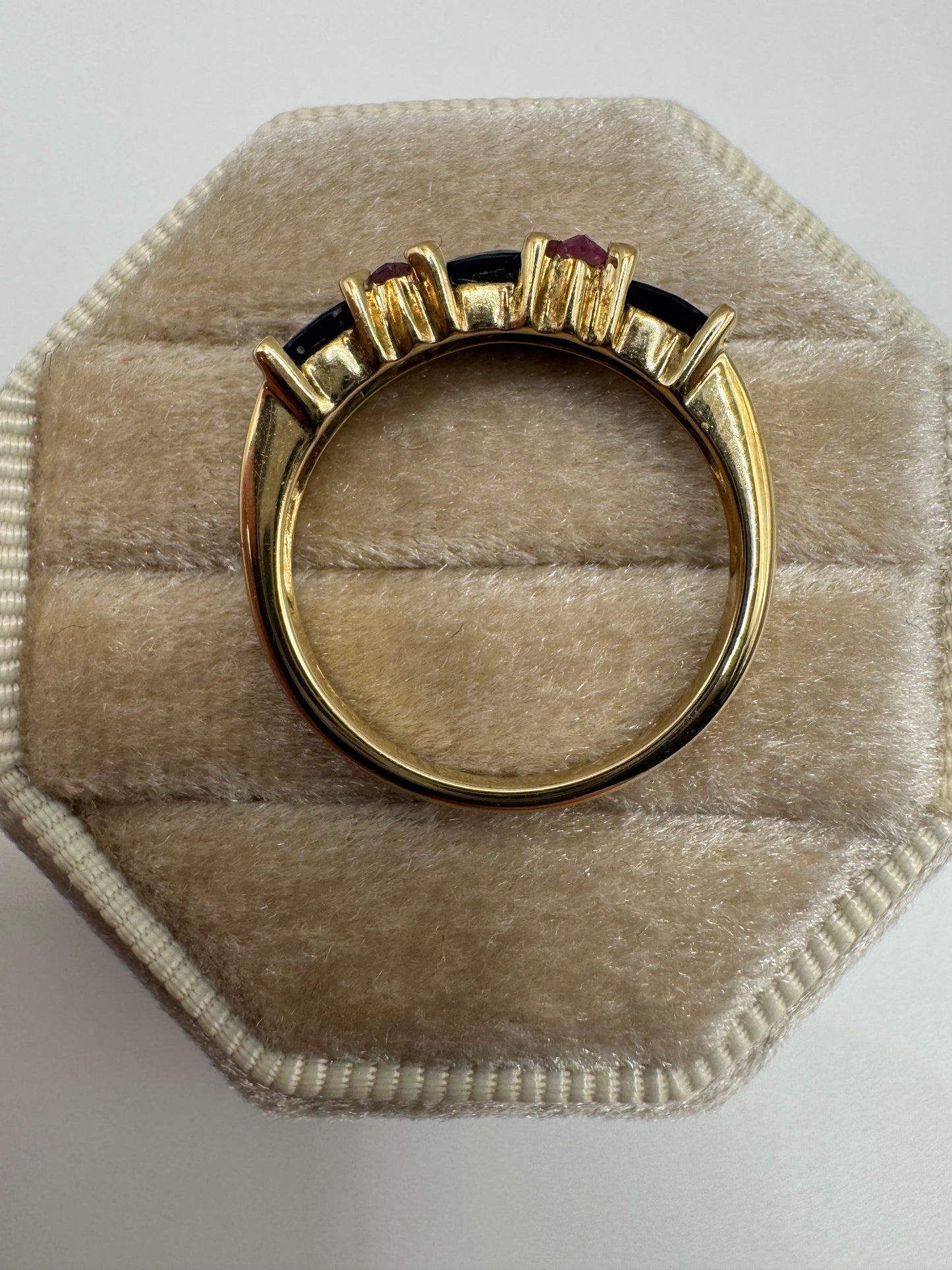 9ct gold London blue and pink topaz ring
