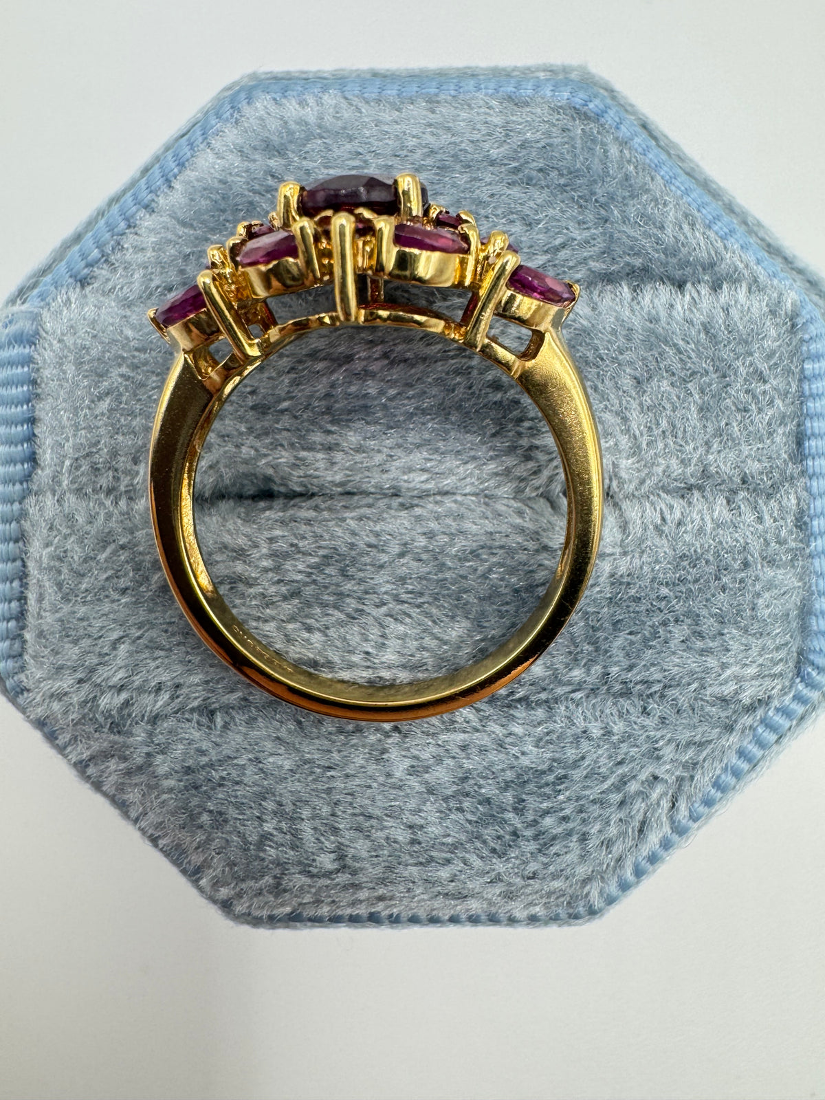 9ct gold tourmaline and amethyst cluster ring
