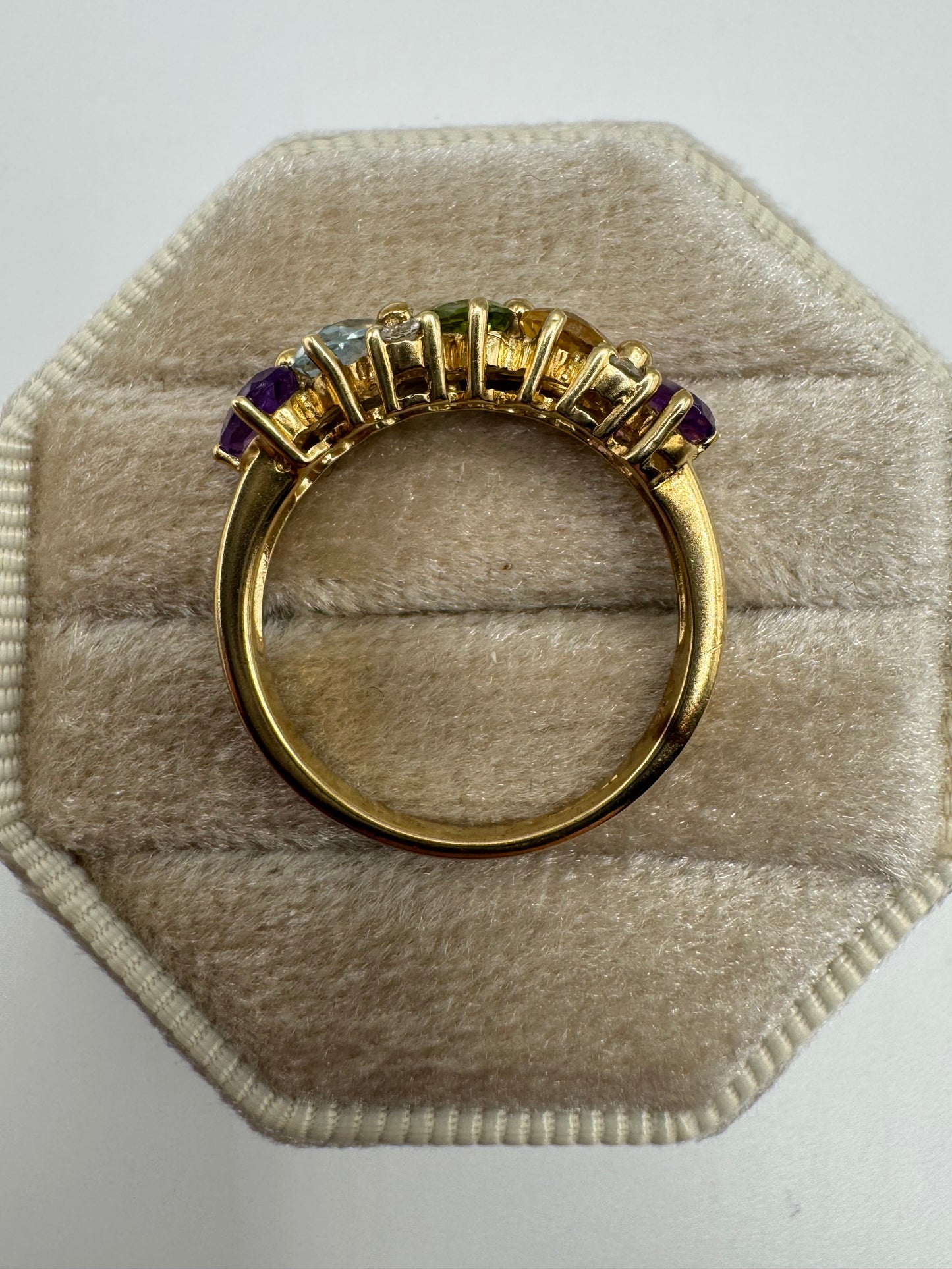 9ct gold multi-gem cluster ring