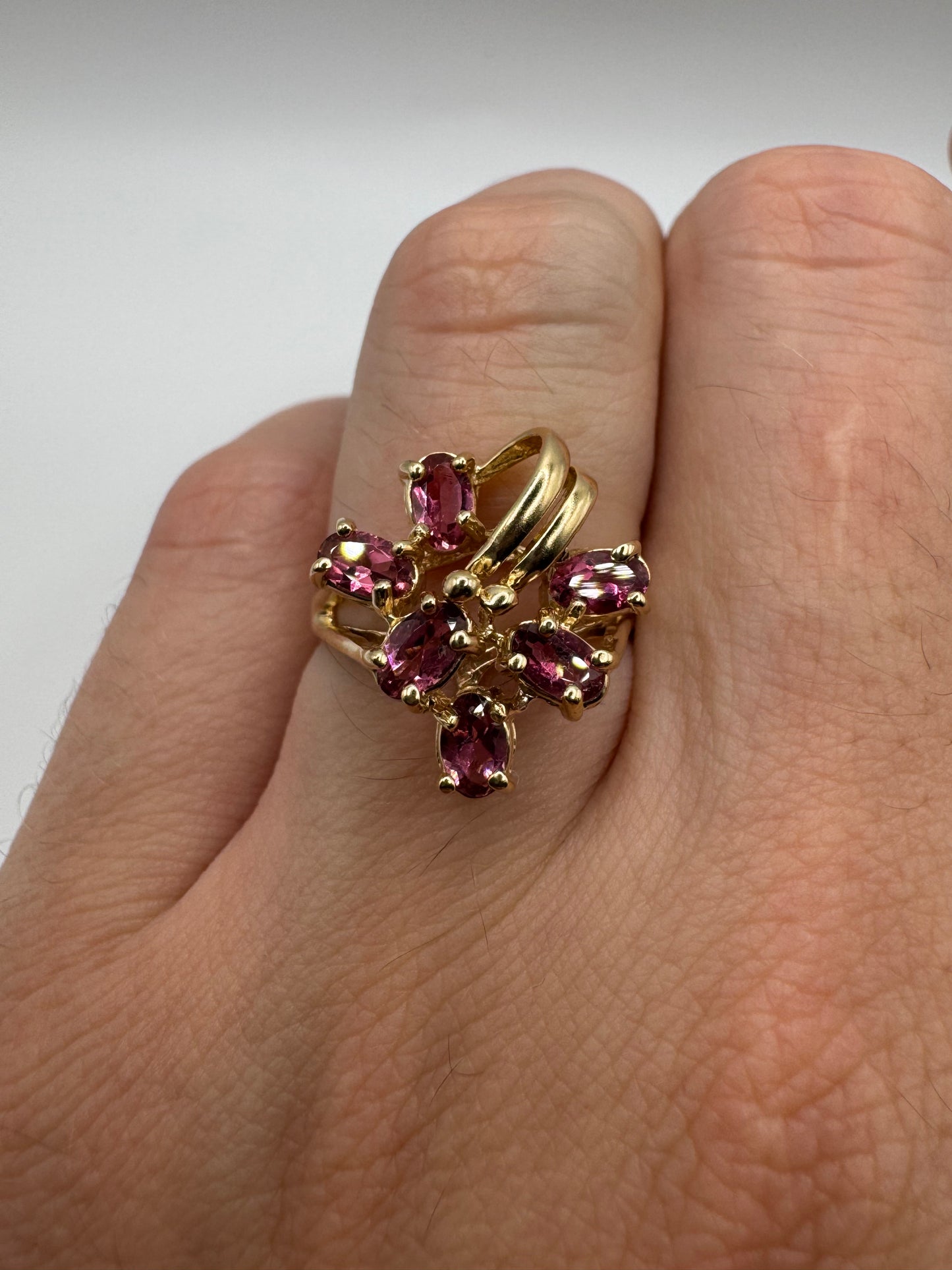 9ct gold tourmaline cluster ring