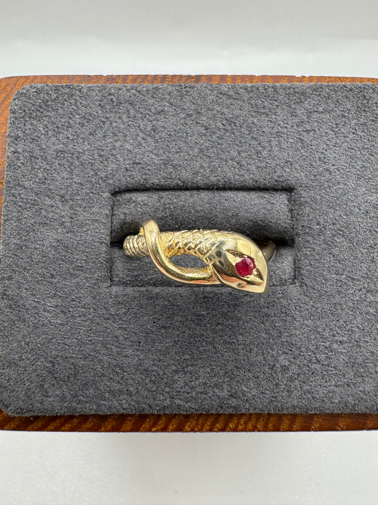 9ct gold ruby snake ring