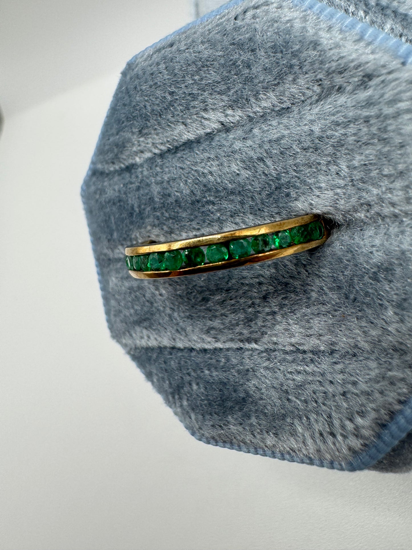 9ct gold emerald half eternity ring