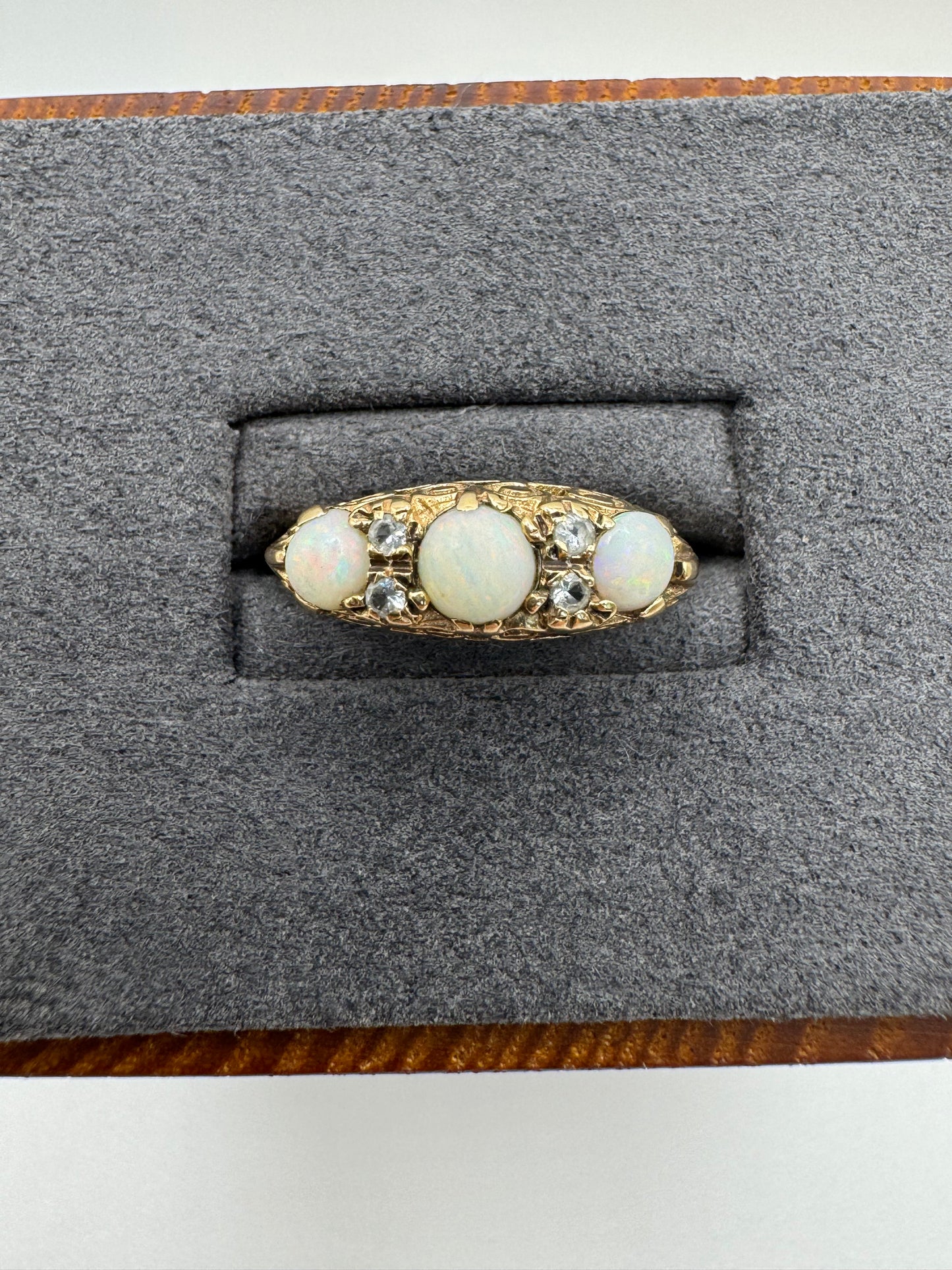 Antique 9ct gold opal and paste ring