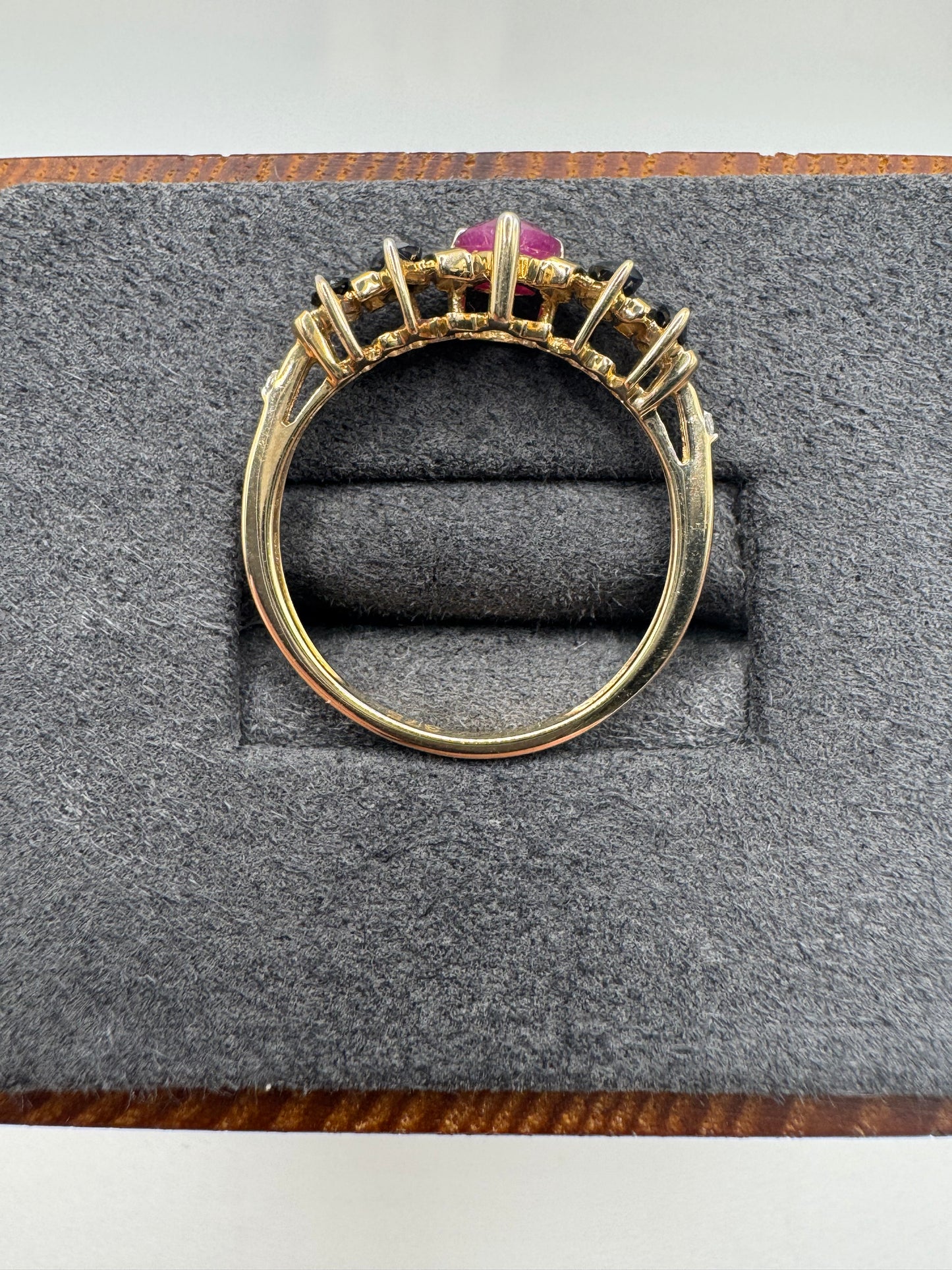 9ct gold ruby and sapphire ring