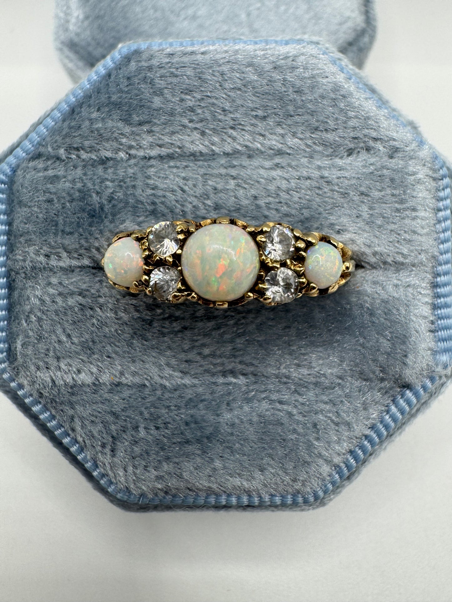 9ct gold opal and paste ring