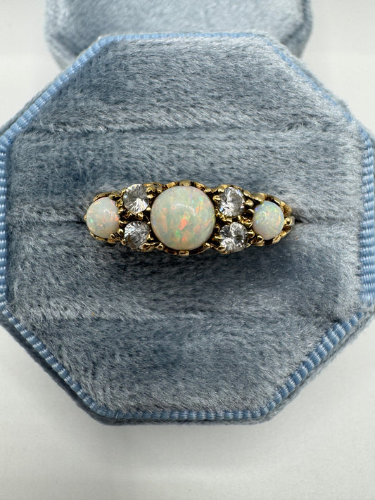 9ct gold opal and paste ring