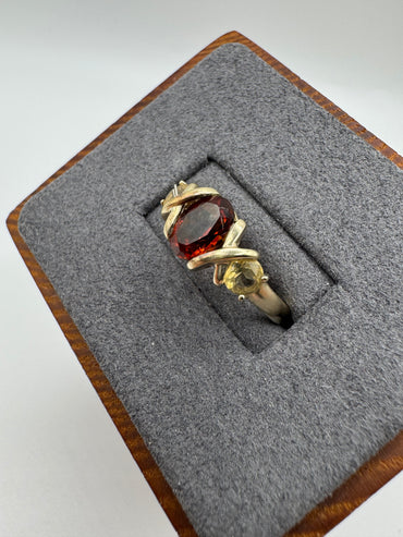 9ct gold orange and yellow sapphire ring