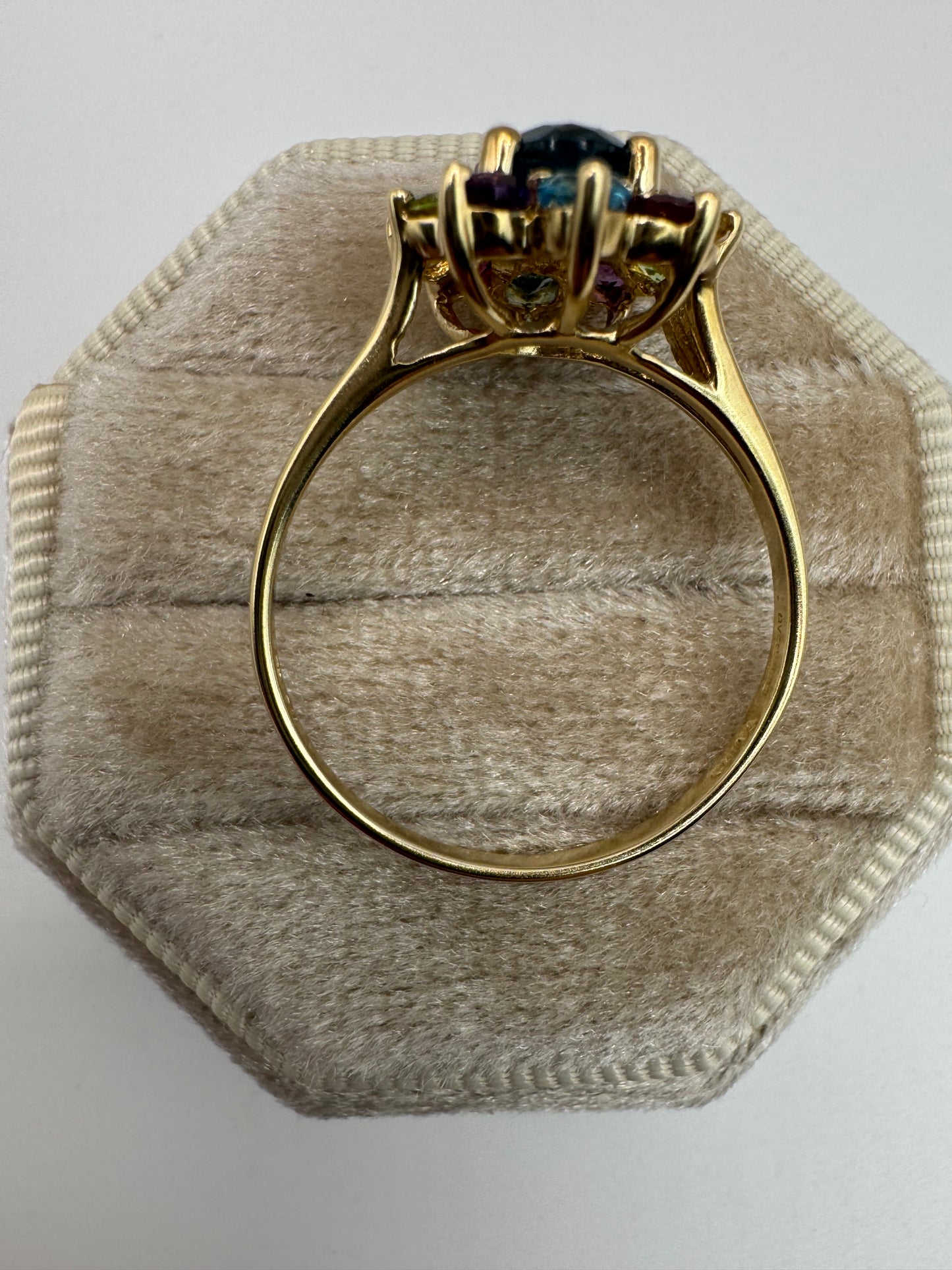9ct gold multi-gem cluster ring