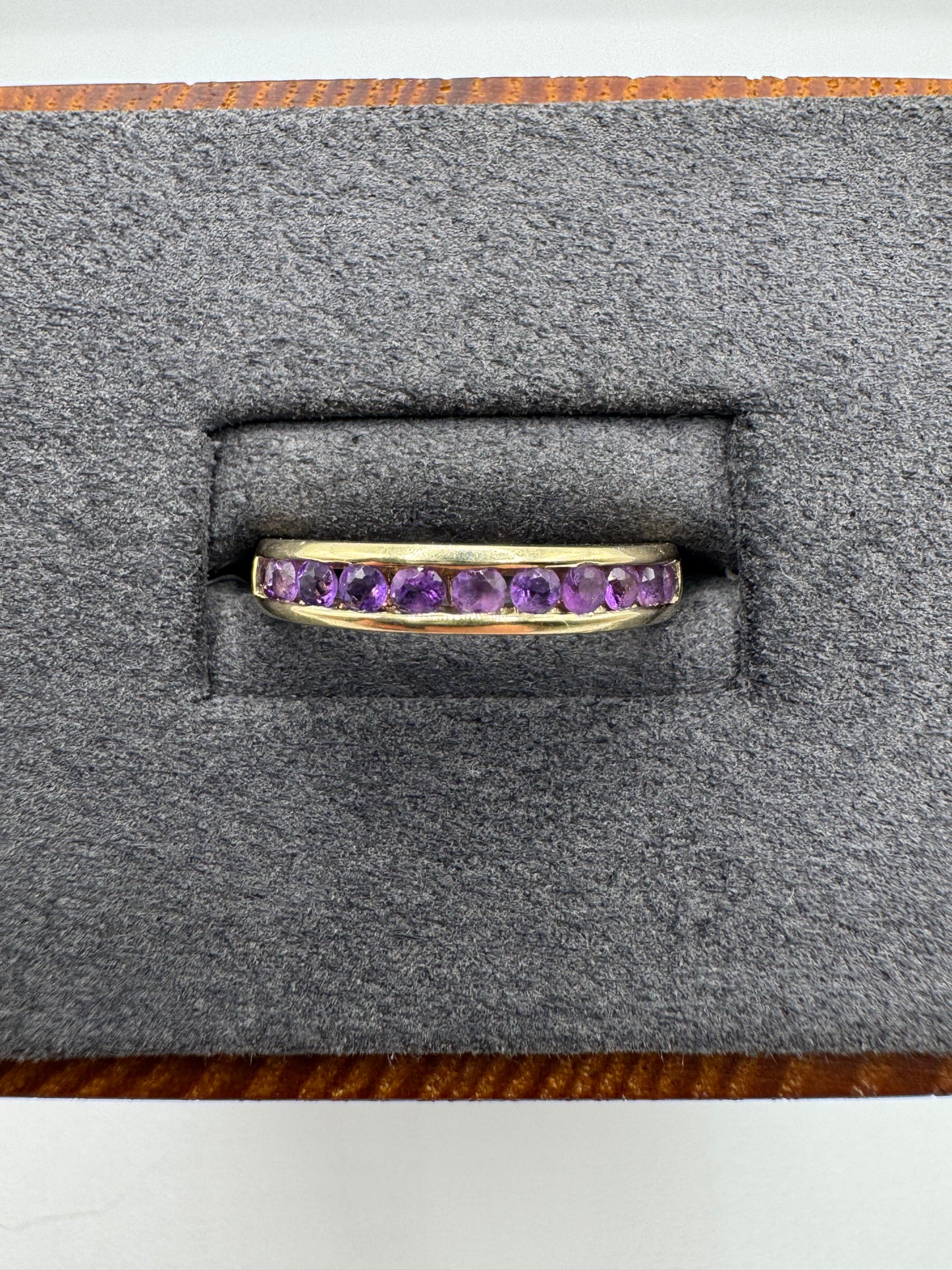 9ct gold amethyst half eternity ring