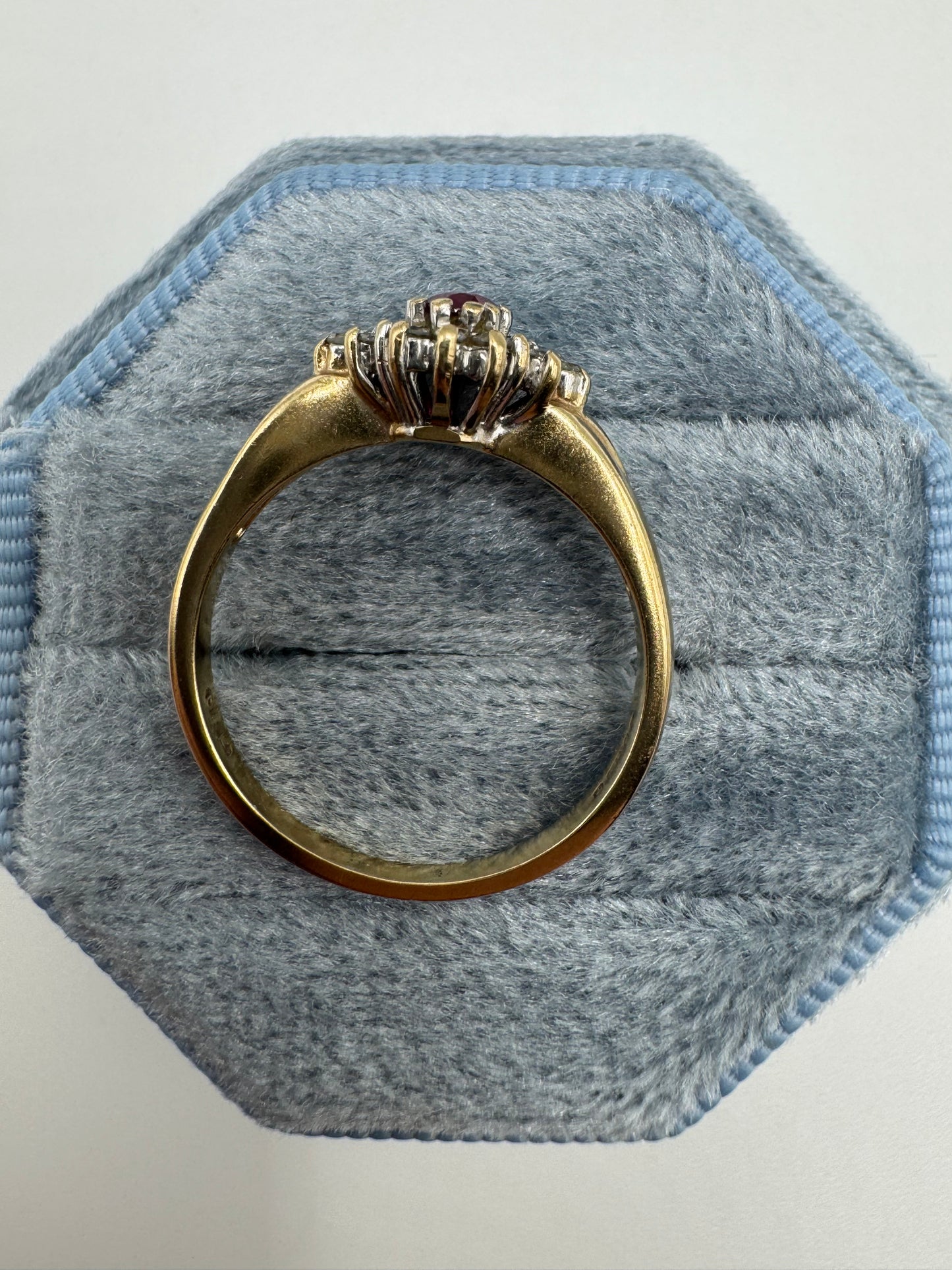 9ct gold ruby and diamond ring