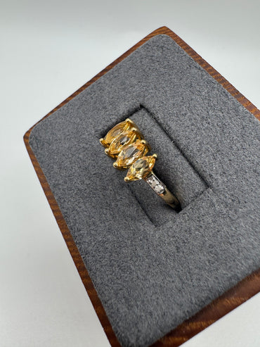 9ct gold citrine and diamond ring