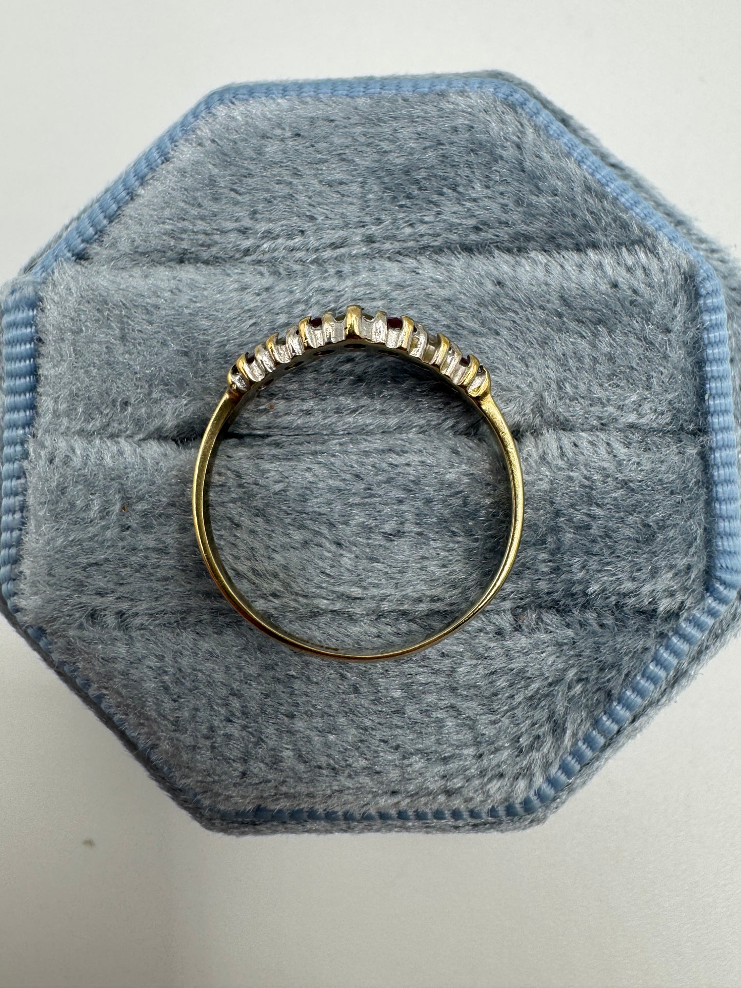 9ct gold ruby and diamond wishbone ring