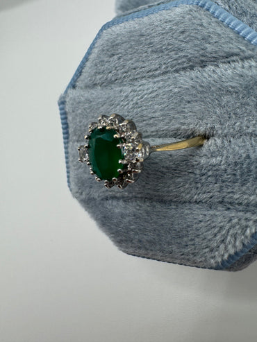 9ct gold agate and cz ring