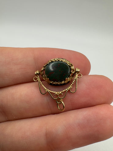 9ct gold onyx, bloodstone and carnelian spinning fob