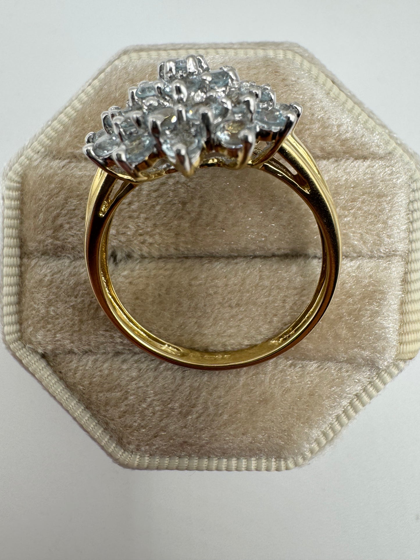 9ct gold aquamarine cluster ring