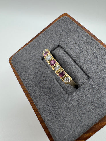 9ct gold ruby and cz ring