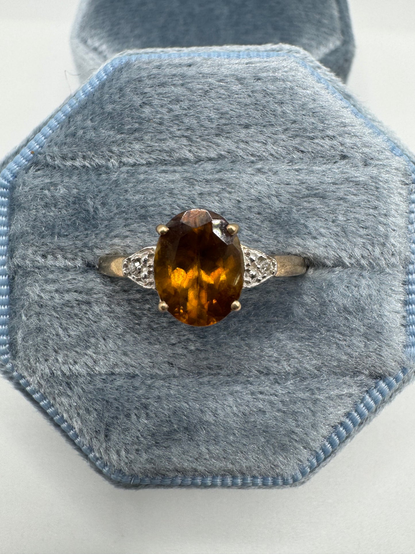 9ct gold citrine and diamond ring