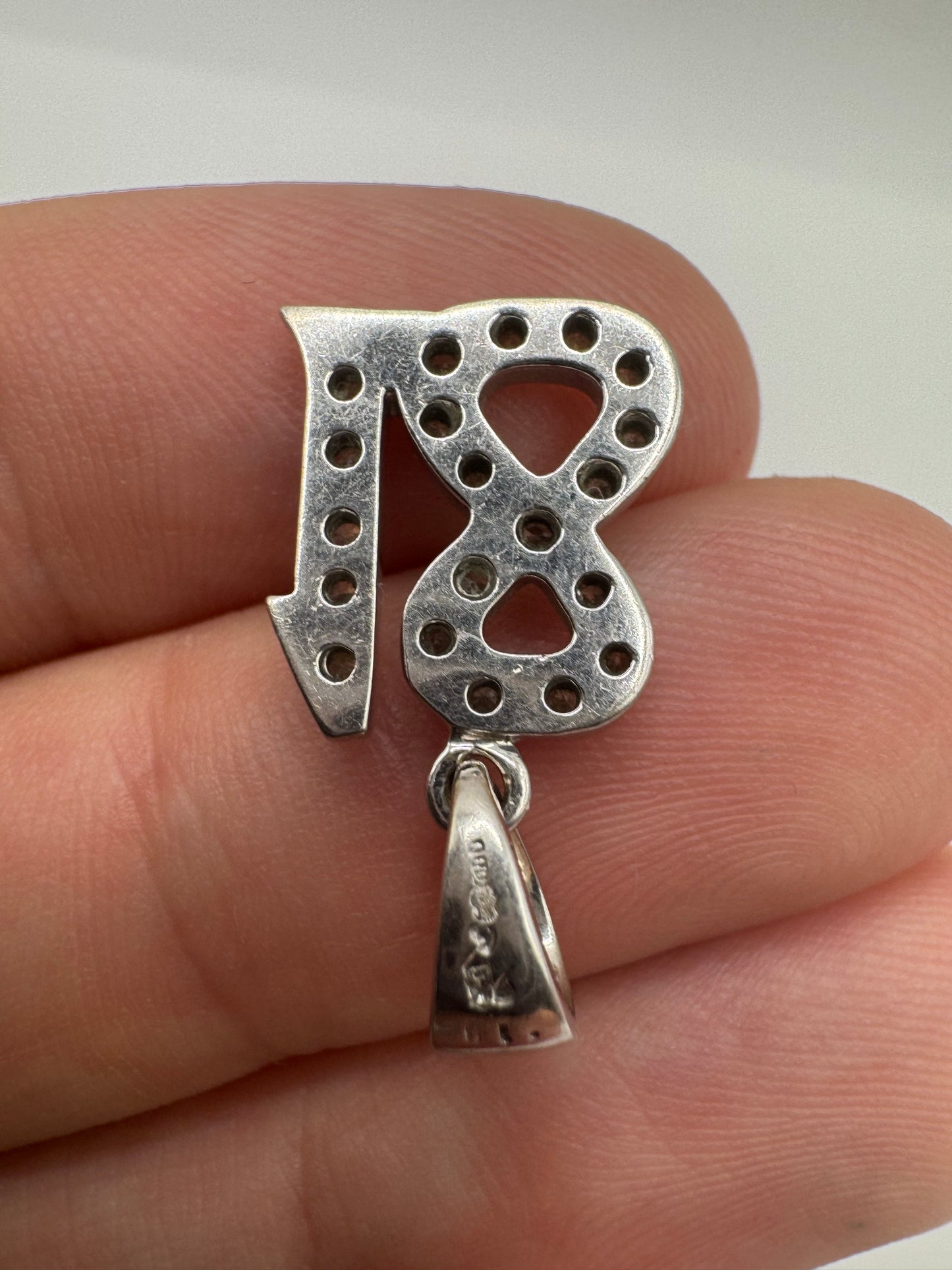 9ct white gold diamond 18 pendant