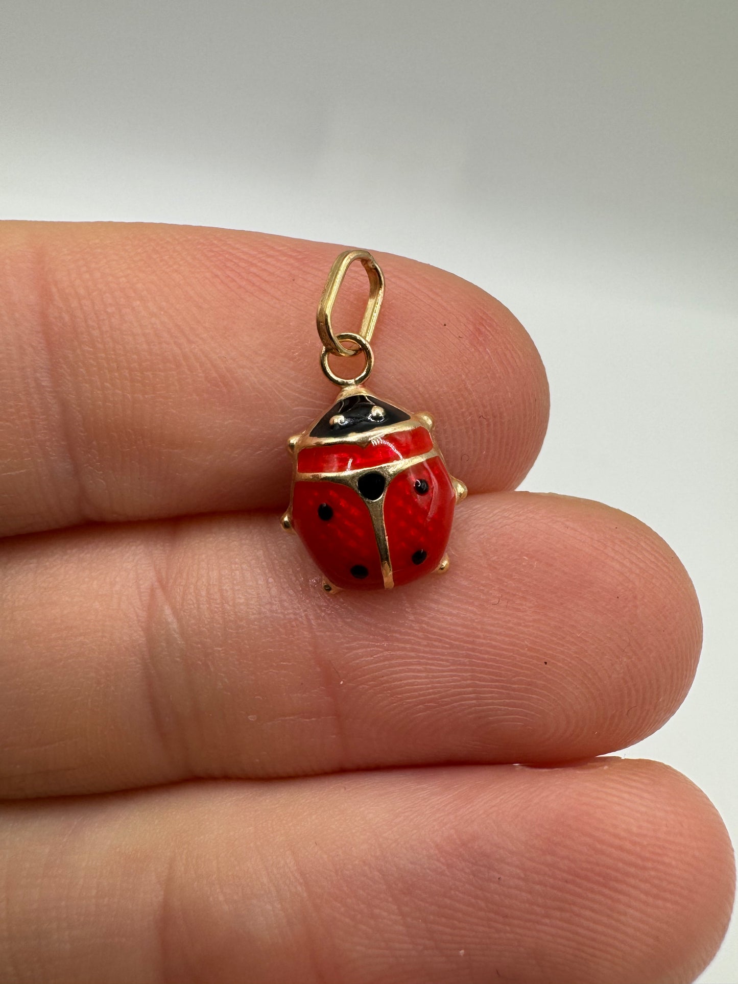 9ct gold enamelled ladybird charm