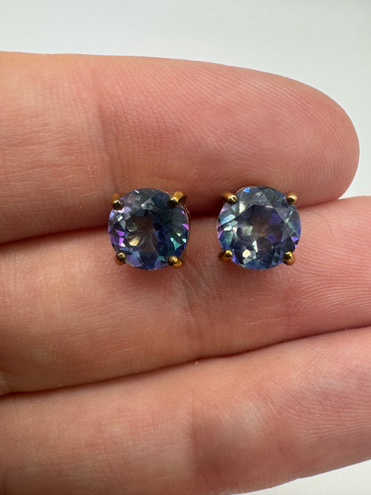 9ct gold mystic topaz earrings