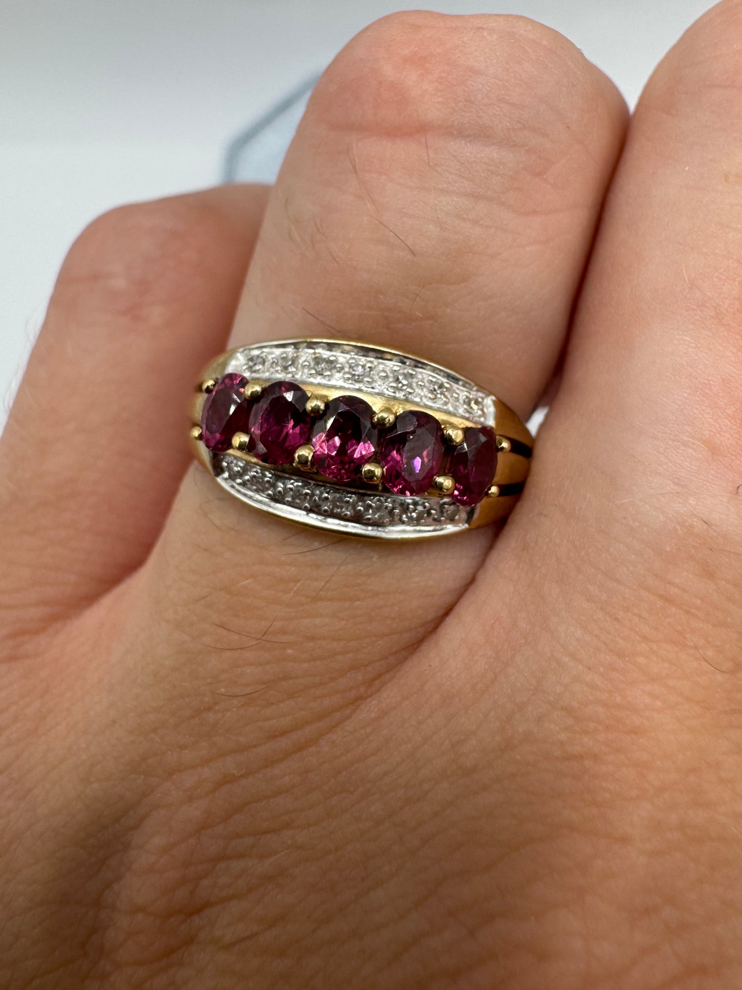 9ct gold tourmaline and diamond ring