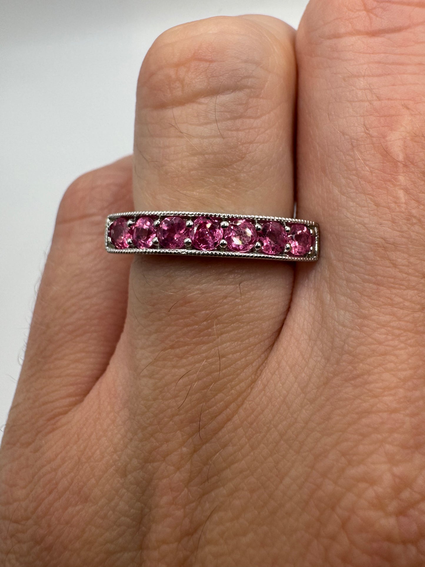 9ct white gold pink topaz ring