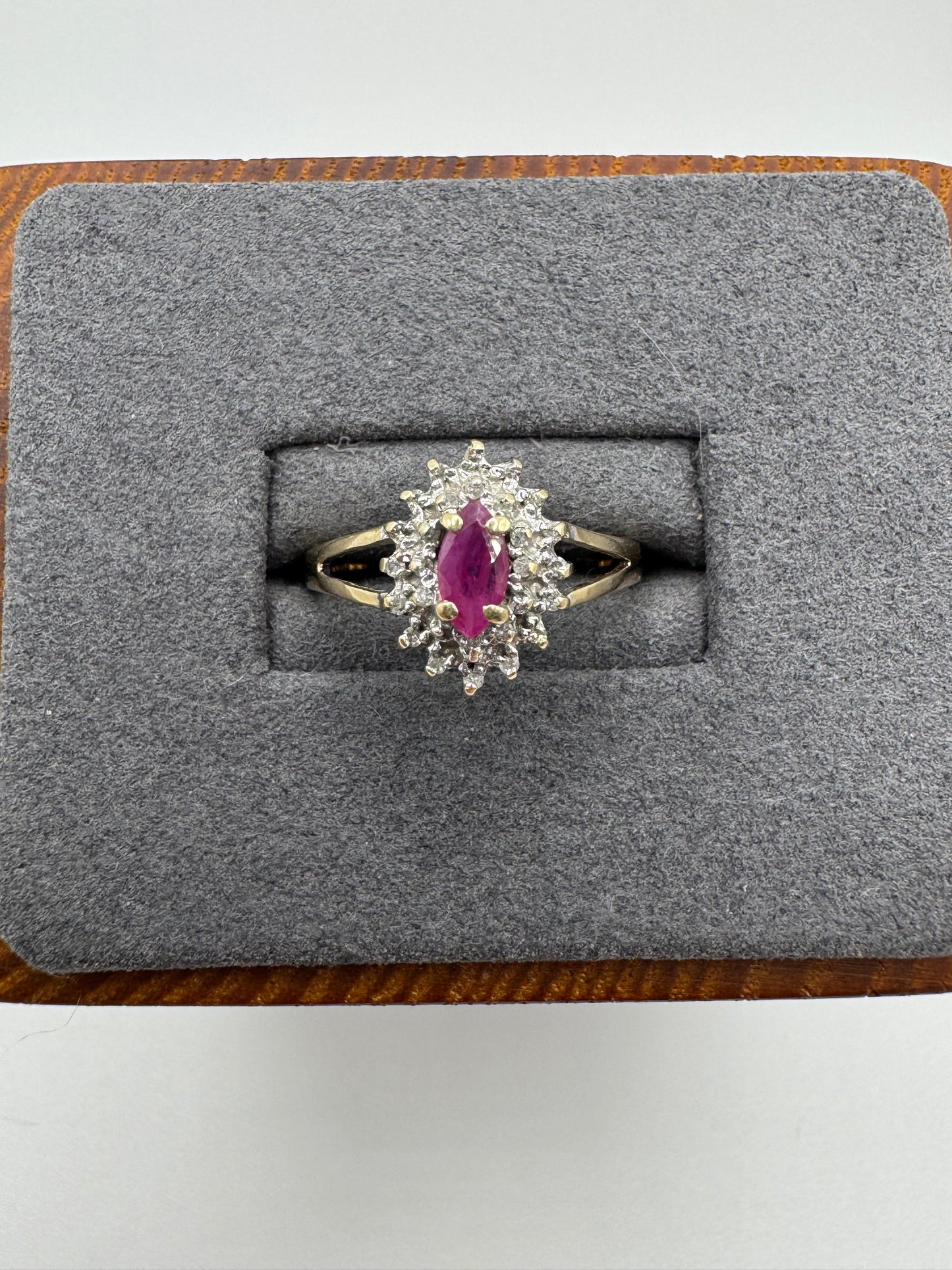 9ct gold ruby and diamond ring