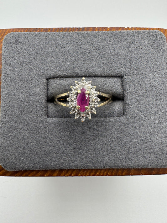 9ct gold ruby and diamond ring