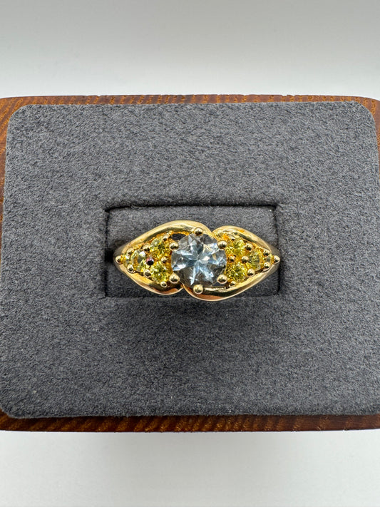 9ct gold topaz and yellow sapphire cluster ring