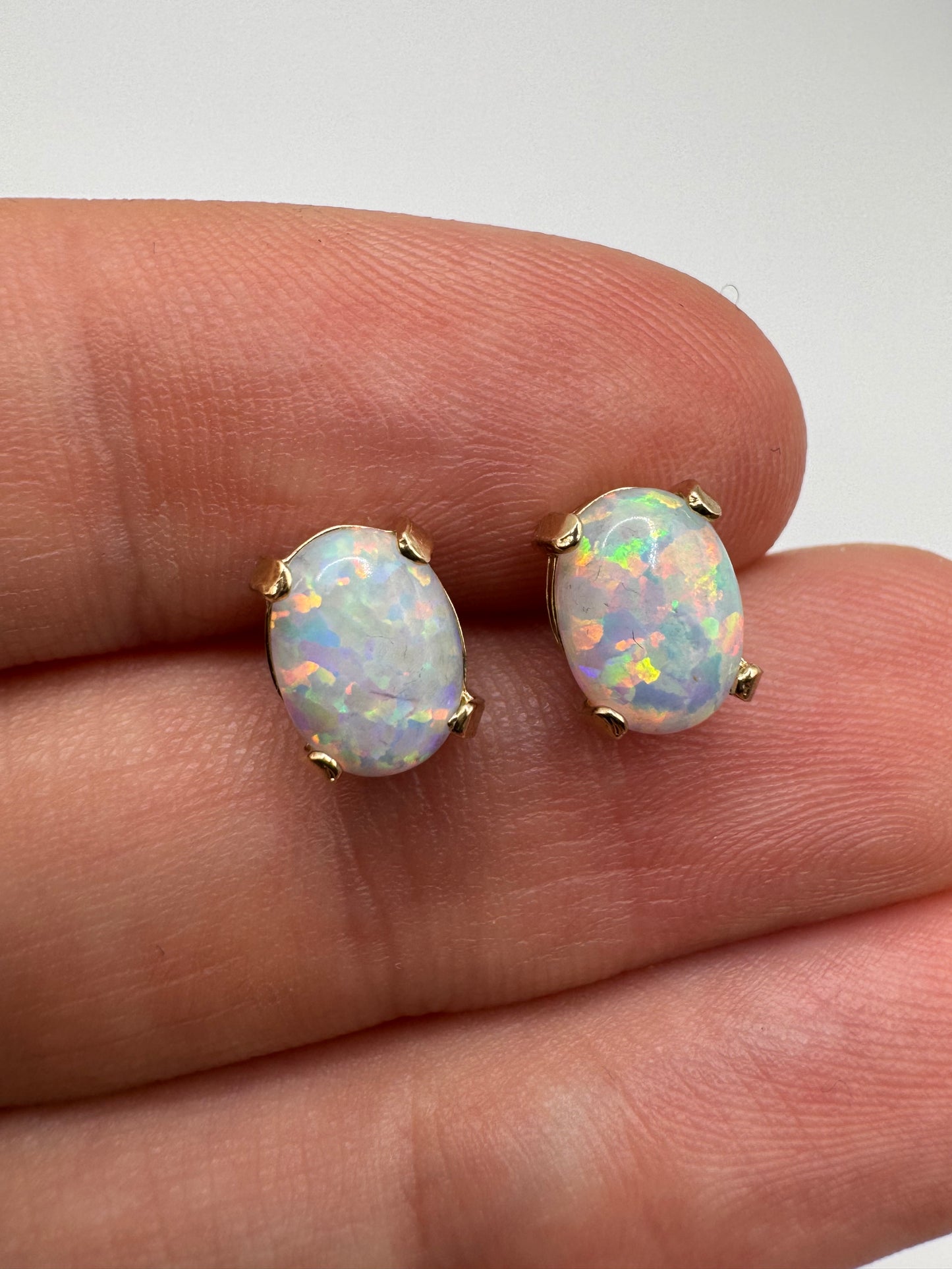 9ct gold simulated opal earrings