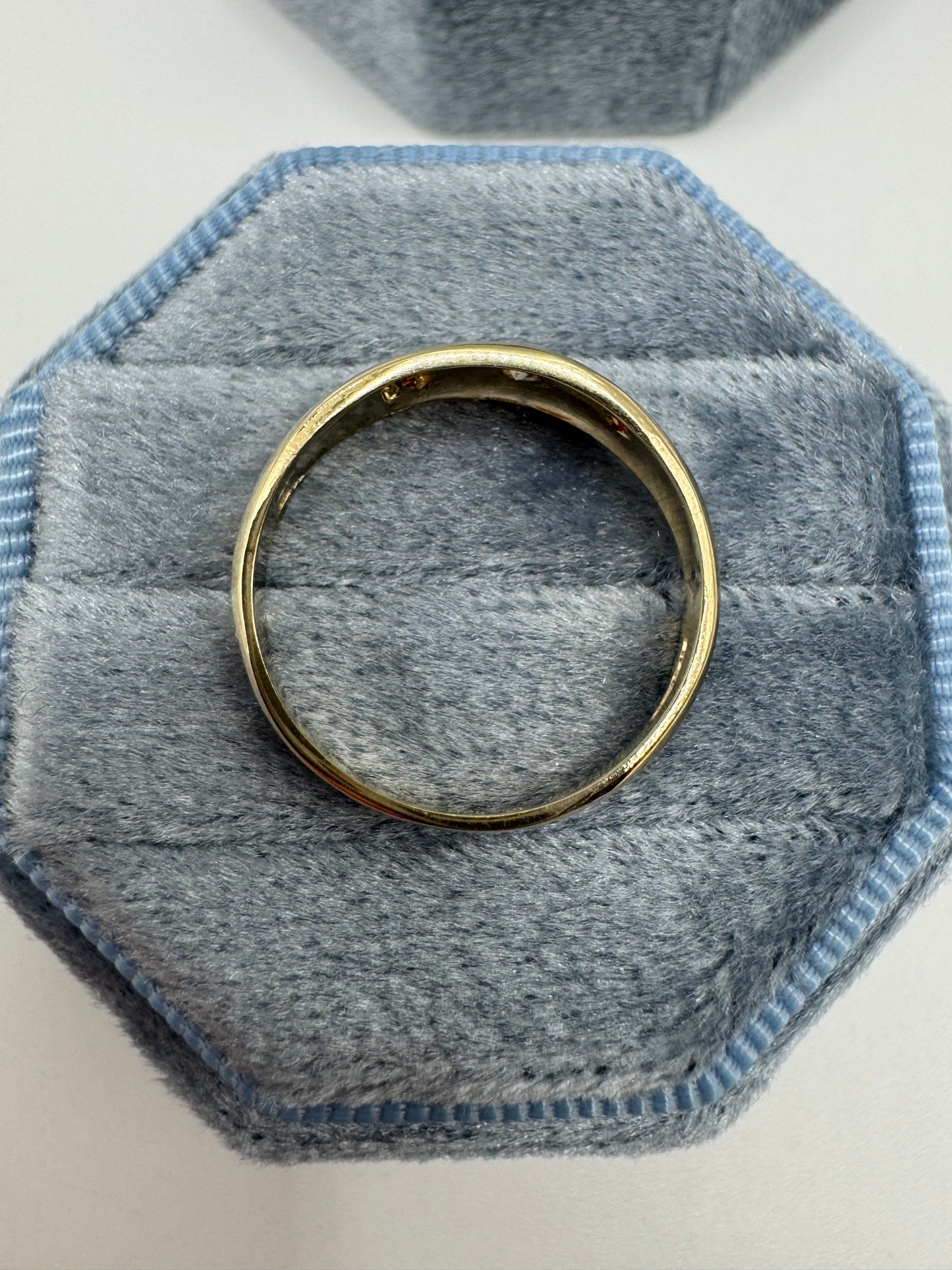 9ct gold garnet and diamond gypsy ring