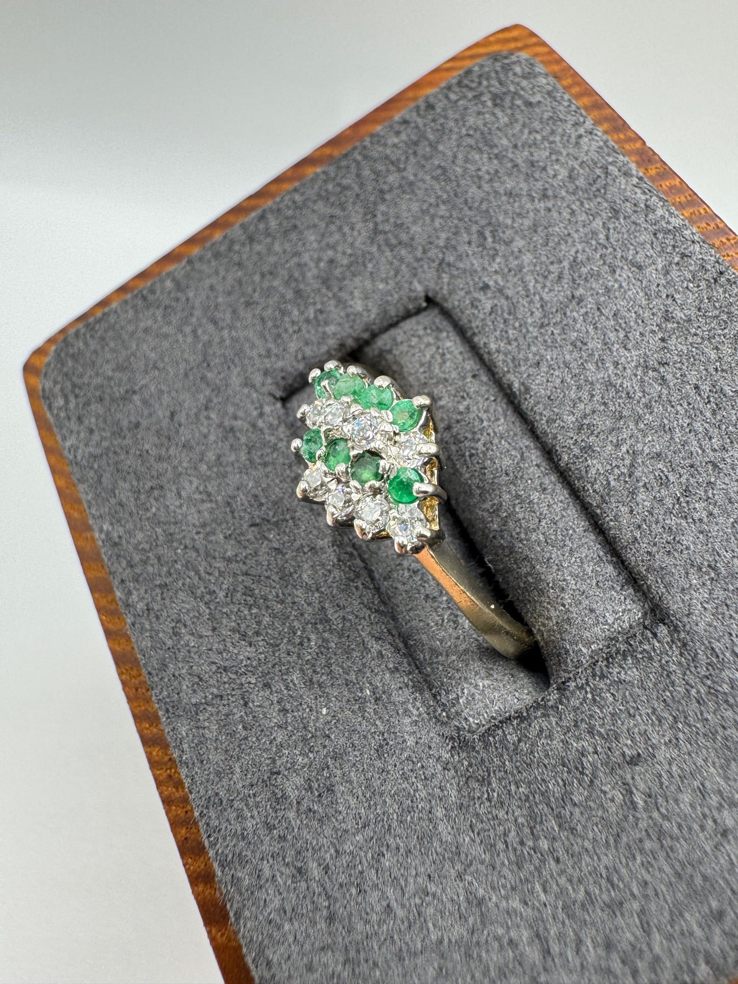 9ct gold emerald and zircon ring